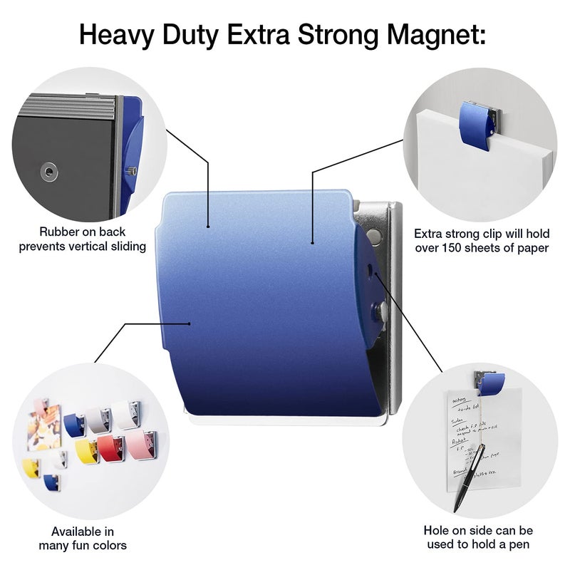 Plus Extra Strong Magnetic Clips for Refrigerator and More, Large Blue, 3-Pack - Image 2